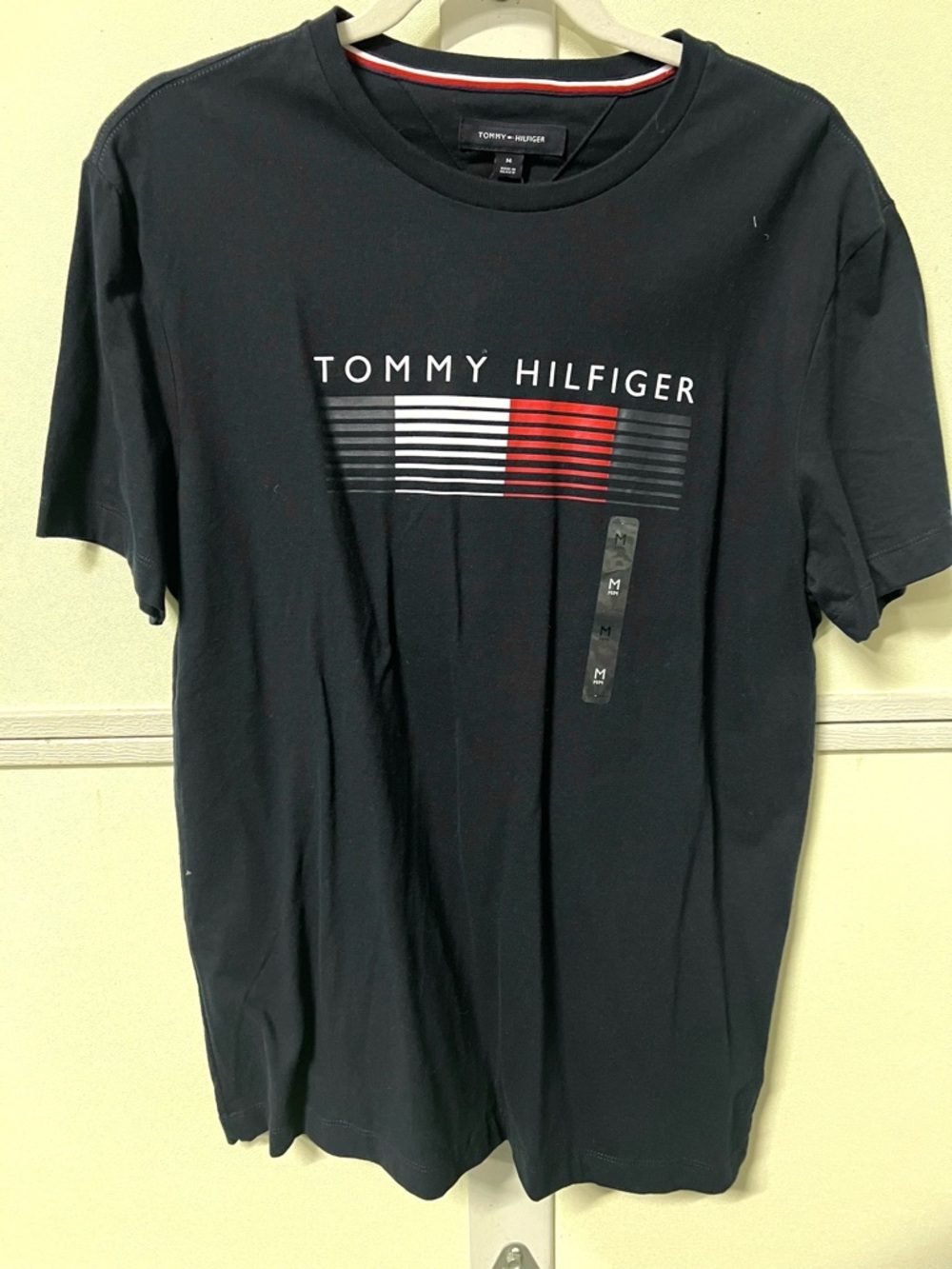 Tommy Hilfiger Navy Short Sleeve Tee with Red & White Graphic